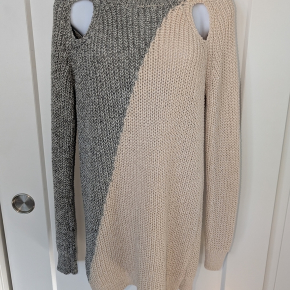 Two-Tone Gray and Cream Women's Sweater